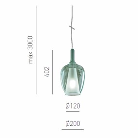 Lampadario vetro verde cromo Gea Luce OFELIA S10