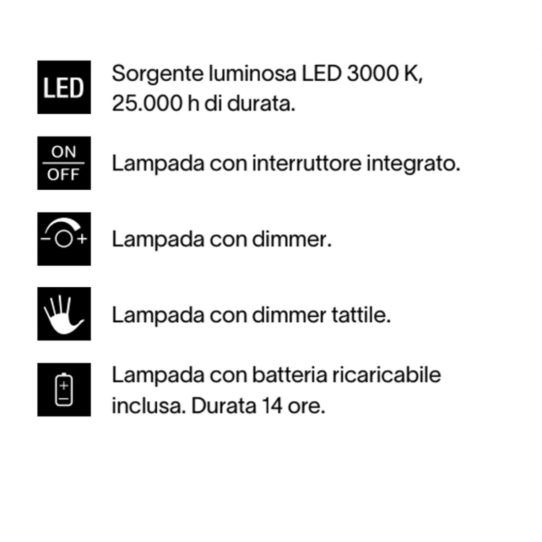Ideal Lux LOLITA 286716 Lampe à batterie LED, noire