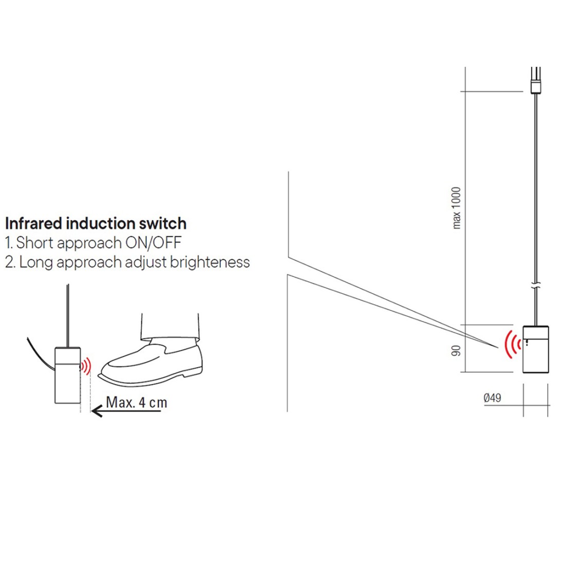 Lampada Terra soffitto Redo Group ACROBAT 01 2284 LED dimmerabile