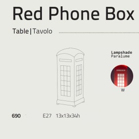 Abat-jour rote Telefonzelle, farbiger Kunststoff für Kinder. LED.