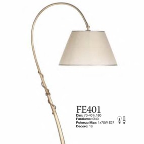 Lámpara de pie clásica Luce Più FERRO FE401 E27 LED lámpara de pie tela hierro