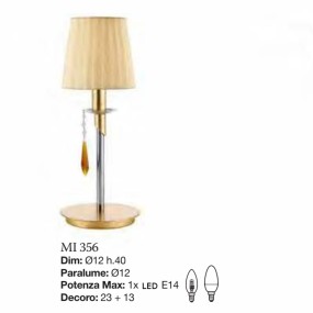 Abat-jour classica Luce Più MILADY MI356 E14 LED metallo tessuto lampada tavolo