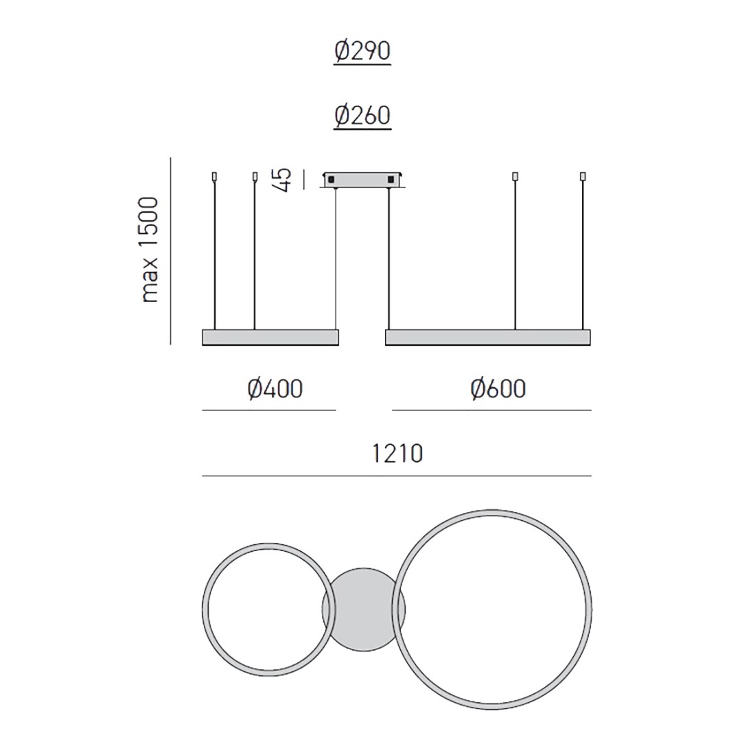 Lustre LED Gea Luce CRISEIDE S2D B
