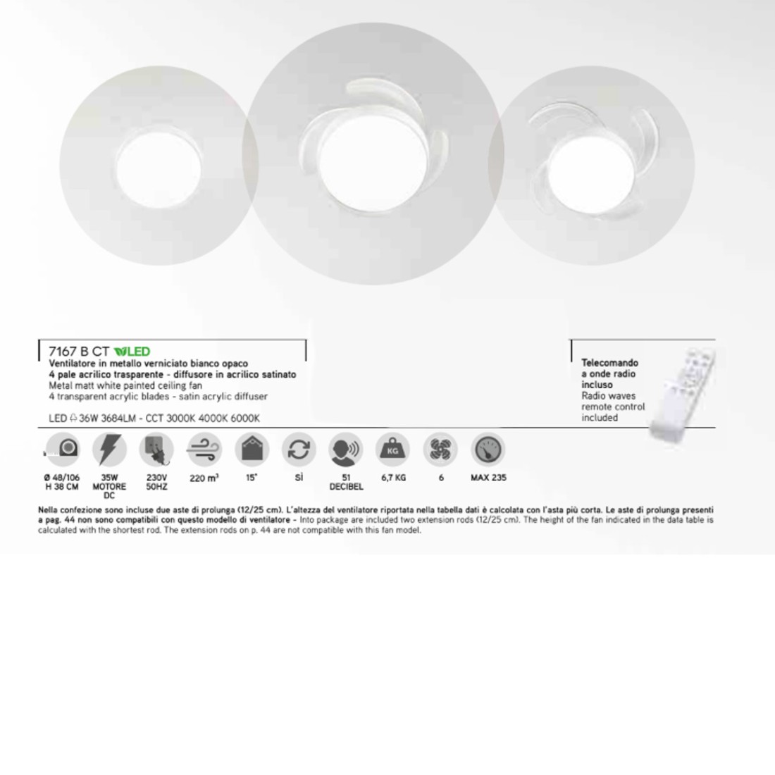 Perenz OPEN 7167 B CT LED-Deckenventilator