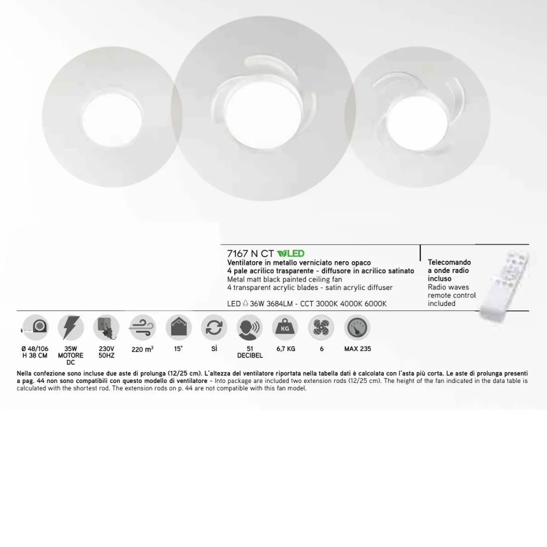 Ventilatore soffitto Perenz OPEN 7165 N CT LED