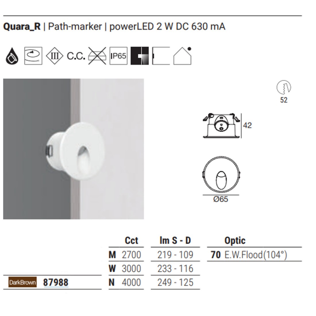 Linea Light QUARA 65R IP65 87988 Spot encastrable LED