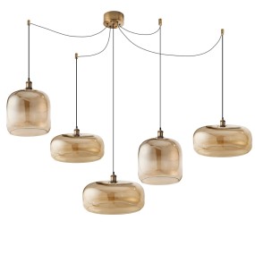Sospensione vetro soffiato ambra Perenz ANIMA S5 E27 LED ragnatela multiluce classica