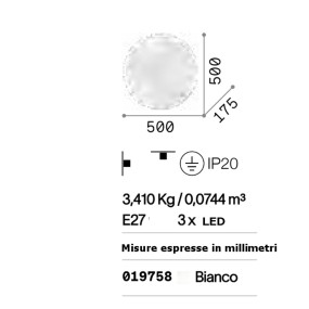 Plafón moderno Ideal Lux GLORY PL2 D50 019758 E27 LED