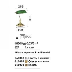 Lampe classique en verre vert avec culot E27 max. 60W.