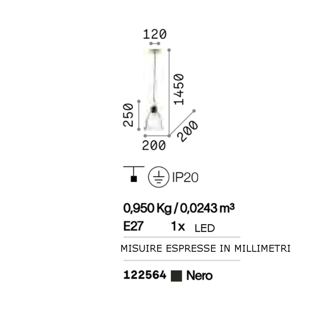 Moderne Glaspendelleuchte mit einer Leuchte, Fassung E27 max. 60W.