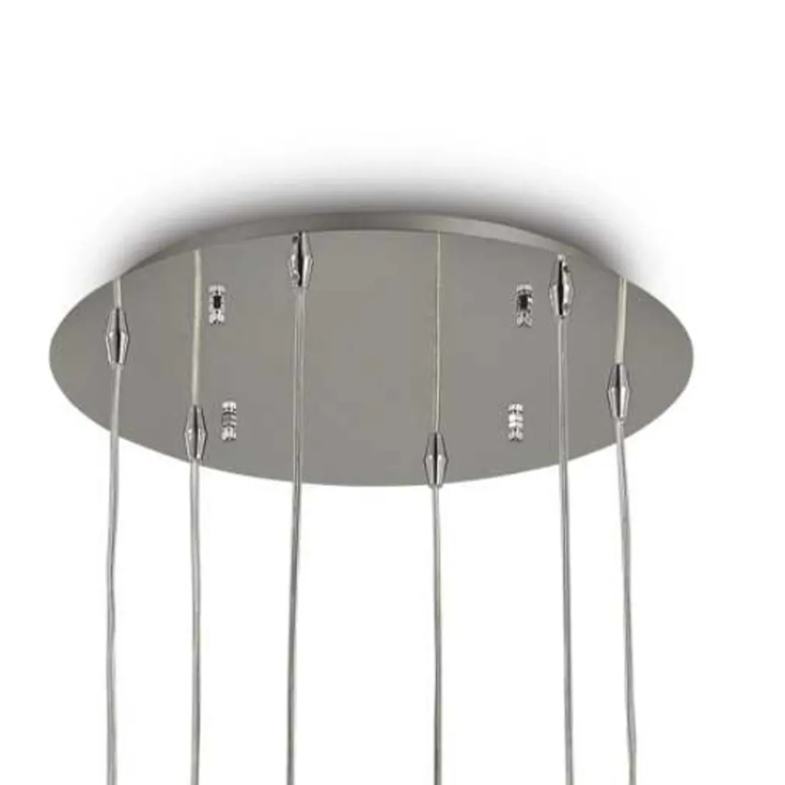 Moderner Kronleuchter in Weiß oder Rauchglas 6 Lichter E14 max. 40W.