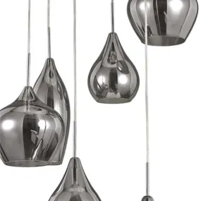 Lustre moderne en verre blanc ou fumé 6 lumières E14 max. 40W.