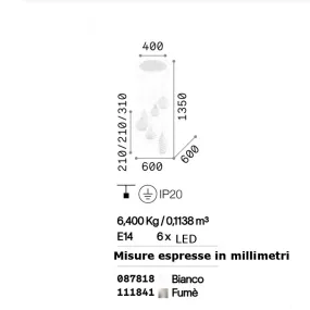 Ideal Lux SOFT SP6 111841 087818 E14 LED araña moderna