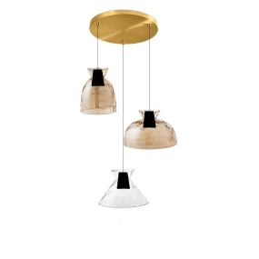 Sospensione vetro soffiato Perenz NECK S3 E27 LED lampada soffitto classica ambra trasparente