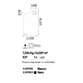 Ideal Lux arco lámpara de pie DADDY PT1 110356 110363 E27 LED