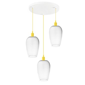 Sospensione vetro soffiato trasparente Perenz TRIX S3 E27 LED lampada soffitto moderna camerette giallo