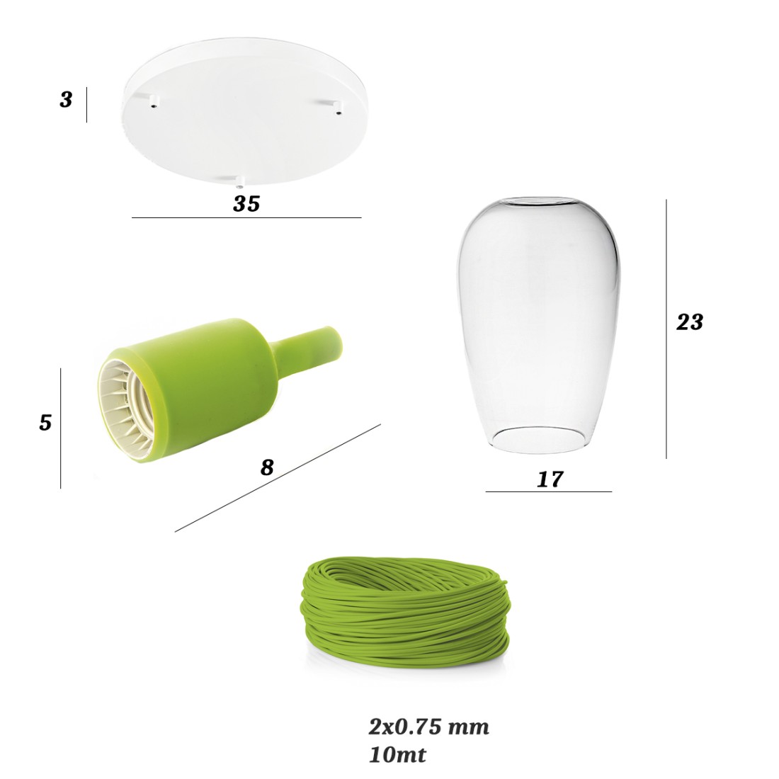 Sospensione vetro soffiato trasparente Perenz TRIX S3 E27 LED lampada soffitto moderna camerette verde