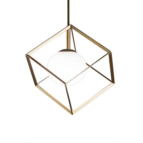 Lampadario Perenz CUBE 6695 G9 LED 15x15 cubo metallo oro opaco gabbia