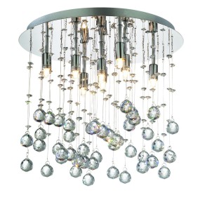 Plafoniera ID-MOONLIGHT PL8 luci G9 moderna metallo cromo sfere cristallo trasparente lampada soffitto interno IP20