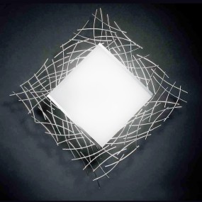 EL-URLO 382 R7s Wandleuchte Chrom Gitterlampe quadratische Wand dimmbar modernes Glas Metall Interieur