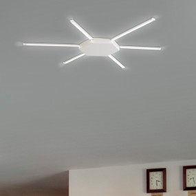 Plafoniera FB-RAY PL 90 34W Led metacrilato metallo bianco lampada soffitto parete moderna ultramoderna interno