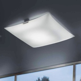 Plafoniera FB-GLASS 540 PL60 120W R7s LED vetro bianco quadrato lampada parete soffitto interno