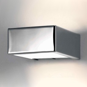 Illuminando BRIK P LED 5W 10CM 425LM 3000 ° K moderne Wandleuchte Bimission Weiß Metall Chrom Glas Interieur