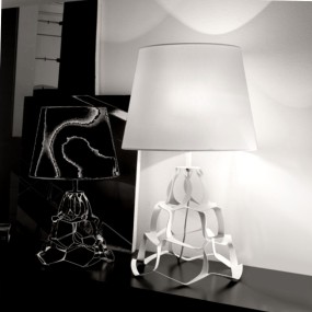 Abat-jour SN-ANAIS 1047 H57 E27 LED grande metallo bianco bronzo paralume tessuto lampada tavolo comò moderna interno