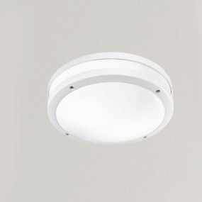 Applique Gea Led URA R GES293 LED IP54 lampada parete soffitto moderna bianco grigio tonda E27