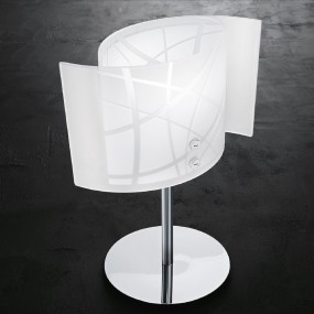 Abat-jour GE-NEREIDE E14 LED vetro bianco serigrafato lampada tavolo comodino moderna interno