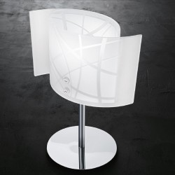Abat-jour GE-NEREIDE L E14 LED lampe de chevet en verre blanc sérigraphié intérieur moderne