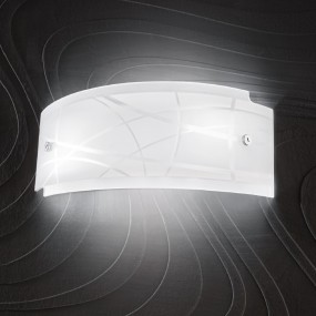 Applique GE-NEREIDE A E14 LED vetro bianco serigrafato lampada parete moderna interno