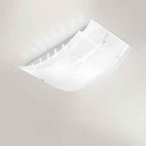 Plafoniera GE-NEREIDE PM 45x31 E27 LED vetro bianco serigrafato lampada soffitto parete moderno