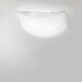Plafoniera GE-LECCE PM E27 LED 45x34 vetro bianco satinato lampada soffitto parete rettangolare moderna interno