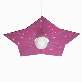 Sospensione EM-STAR CL1532 49 E27 LED fucsia cristallo acrilico trasparente lampada soffitto stella camerette bambini