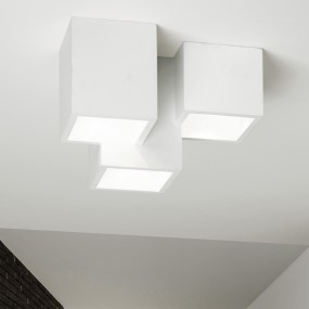 Plafoniera SF-HERAEA T193 9W LED gesso bianco verniciabile lampada soffitto moderna parallelepipedo interno