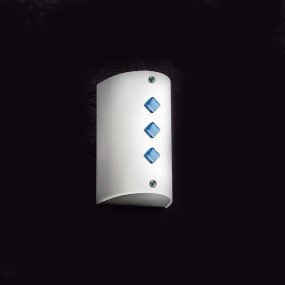 Applique SV-2150 E27 LED vetro satinato bianco quadratini colorati lampada parete mezzo cilindro interno