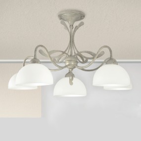 Plafoniera LM-1910 3PL E14 LED classica lampada soffitto metallo vetro interno