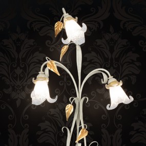 Lampadaire LM-3850 E14 LED classique métal ivoire or feuille d'argent verre floral lampadaire intérieur