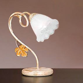 DP-AIDA L E14 abat-jour LED ivoire métal rouille verre fleur lampe de table classique floral intérieur