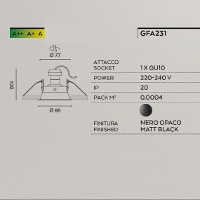 Faretto incasso Gea Luce HELIOS R GFA231 GU10 LED orientabile cartongesso