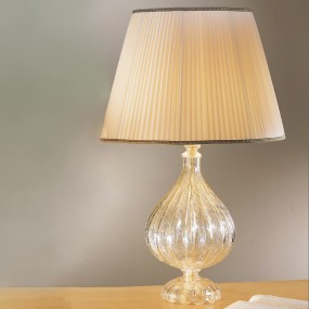 Lampe classique Due P lighting 2328 LG E27 Lampe de table LED en tissu de verre soufflé