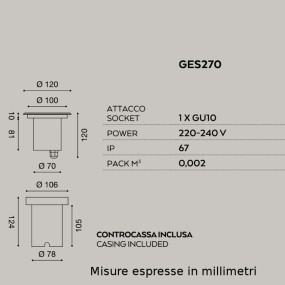Einbaustrahler aus Stahl Gea LED EGOI GES270 LED IP67 Bodenstrahler rund begehbar außen GU10