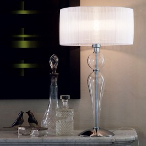 Abat-jour Ideal Lux DUCHESSA TL1 BIG E27 64H vetro soffiato paralume tessuto lampada tavolo classica moderna