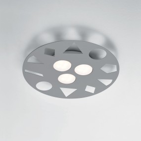 Plafoniera moderna metallo Illuminando GEO PL3 LED lampada soffitto tonda bianca grigia sabbia interni GX53