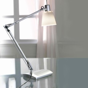 Abat-jour Illuminando LOLA LU E27 LED lampada scrivania moderna orientabile metallo bianco arancione alluminio interno