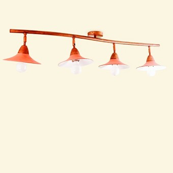 Plafoniera Lampadari Bartalini EDY TR4 E27 LED ottone ceramica lampada soffitto orientabile rustica interno