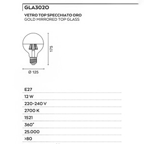 Gea Led LED-Lampe GLA302O E27 LED 12W 1521LM Glaskuppel Goldkugel warmes Licht innen