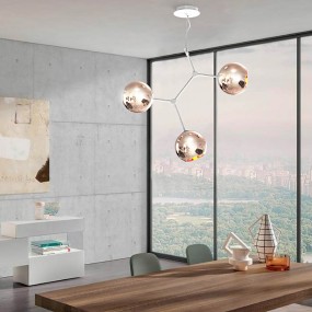 Aufhängung Sikrea Group SARA S3 E14 LED Glas Kupfer Deckenleuchte klassisch modernes Interieur