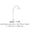 Lampadaire Arc LM-4280 1PP 1PG E27 LED DIMMABLE lampadaire rustique classique bras métal verre intérieur